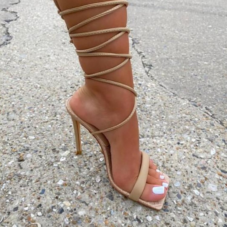 Summer New Style Square Head Ankle Strap Fashion Sexy High-heeled Sandals Large Shoes