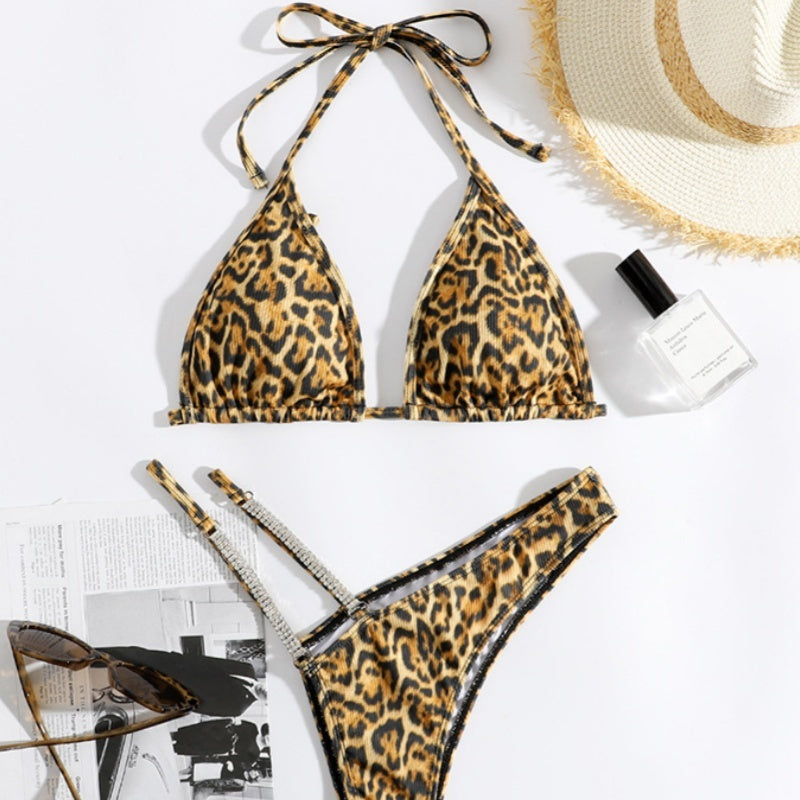 Leopard Print Bikini European And American Sexy Split