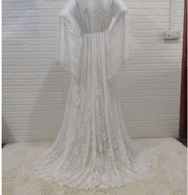 Lace Perspective Loose Slit Tail Dress