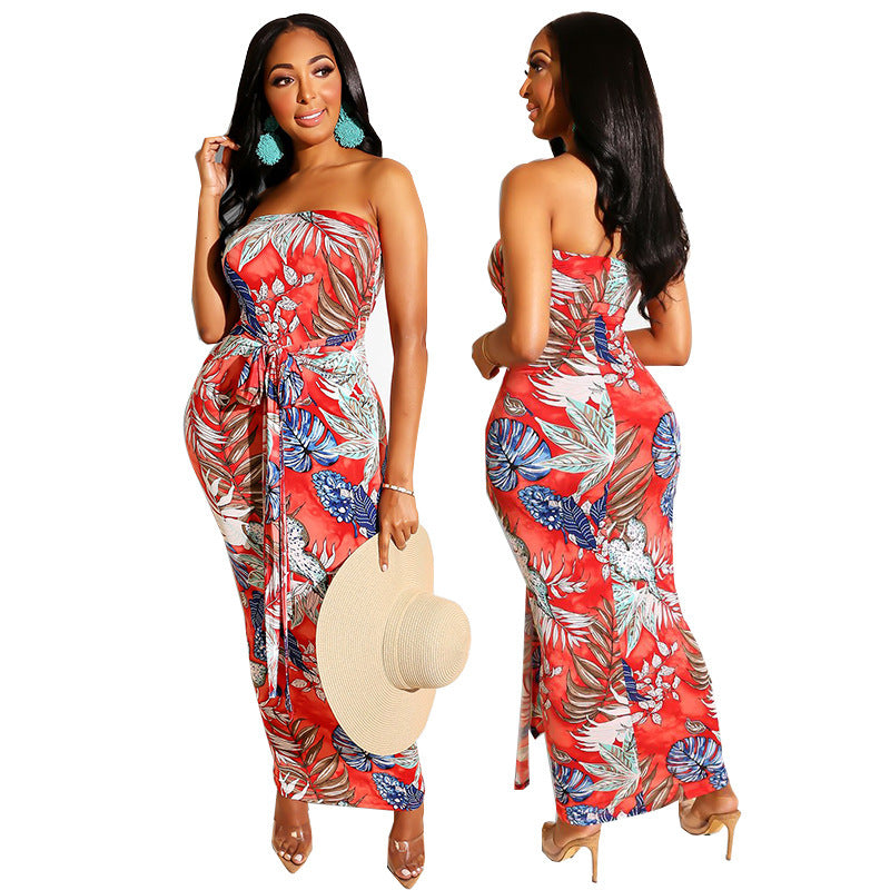 New Big Flower Off-shoulder Temperament One-piece Dress