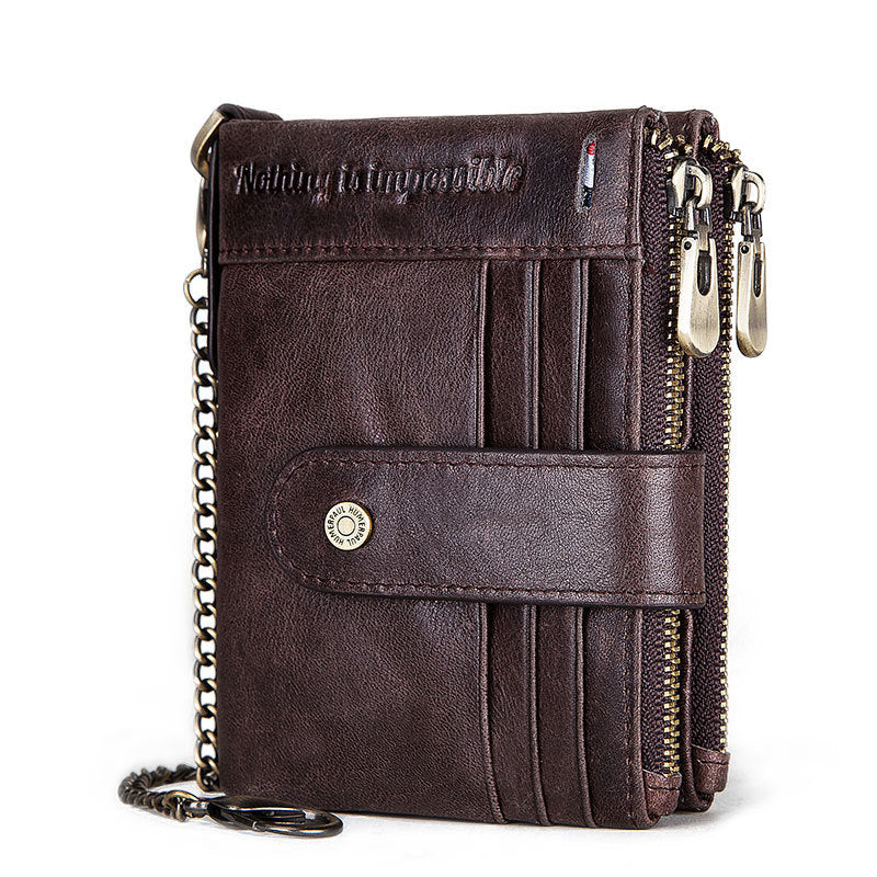 New anti-theft swipe wallet multi-card Crazy Horse leather coin purse
