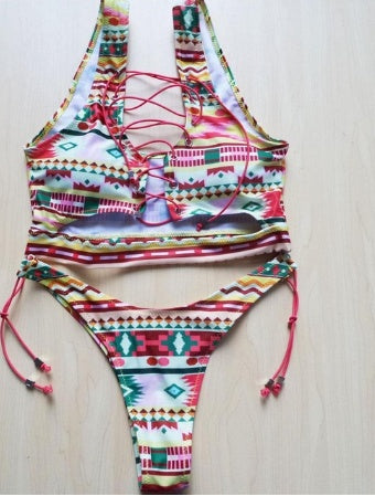 Pineapple Bikini Lace Up Swimwear Thong bikini set two pieces Swimsuit Bathing Suit female