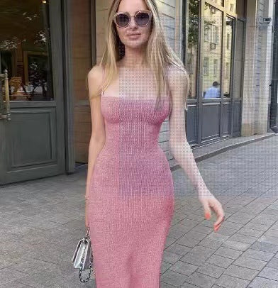 Large Halter Strap Long Wool Skirt