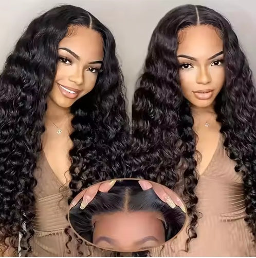 Glueless Wigs Human Hair Pre Plucked Pre Cut 200 Density Transparent HD Lace Frontal Wigs Loose Deep Wave Wigs