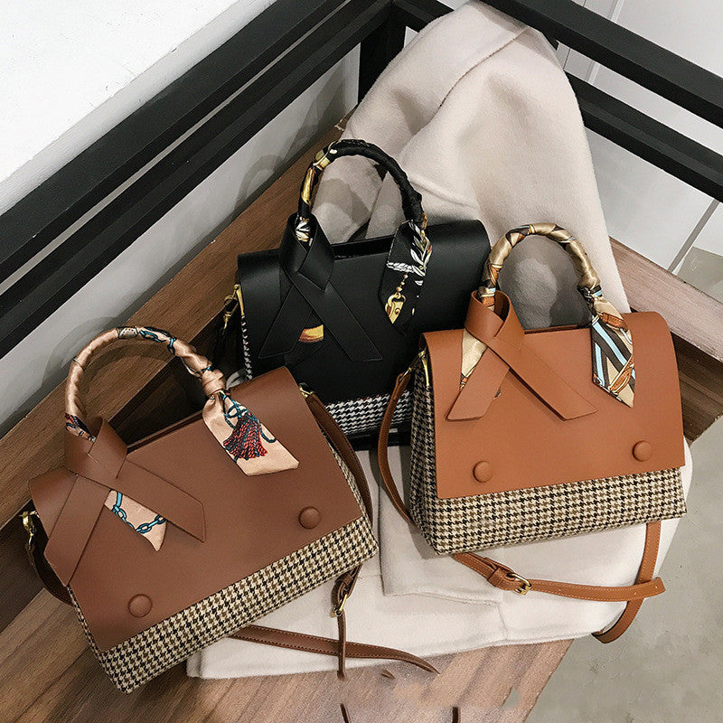 Fashion grid bag shoulder messenger bag