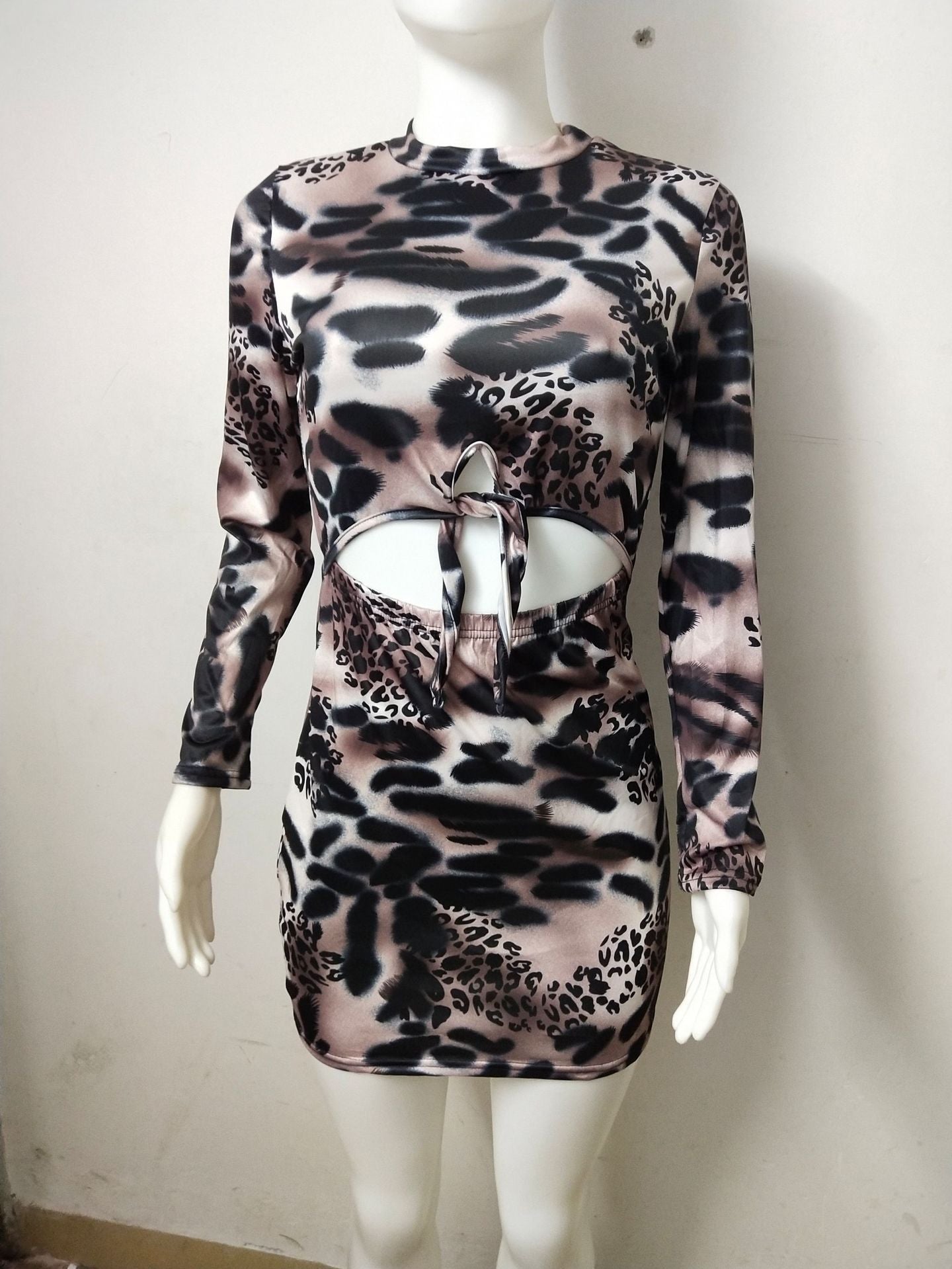 Leopard Print Navel Slim Sexy Nightclub Dress