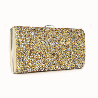 Women's Bright Face Clutch With Diamond Chain