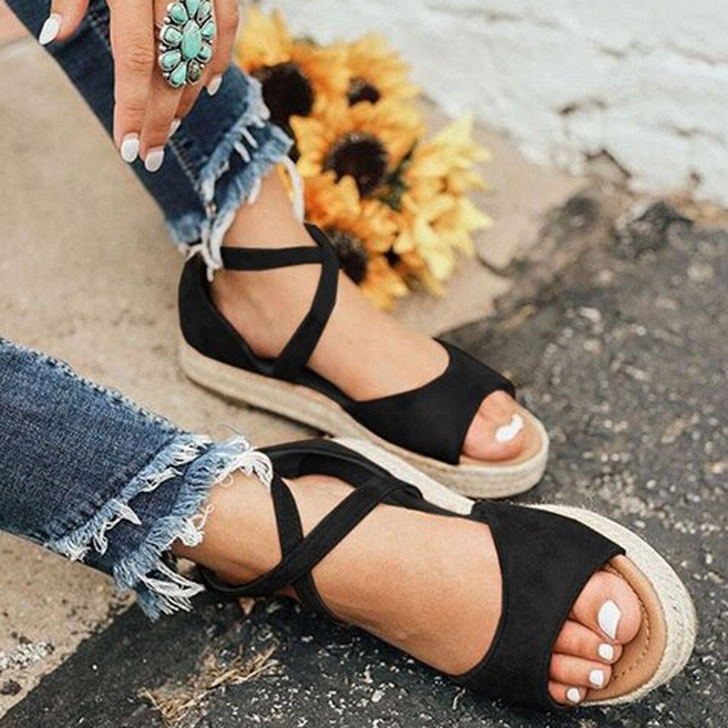 Hemp Rope Platform Shoes Fish Mouth Sandals