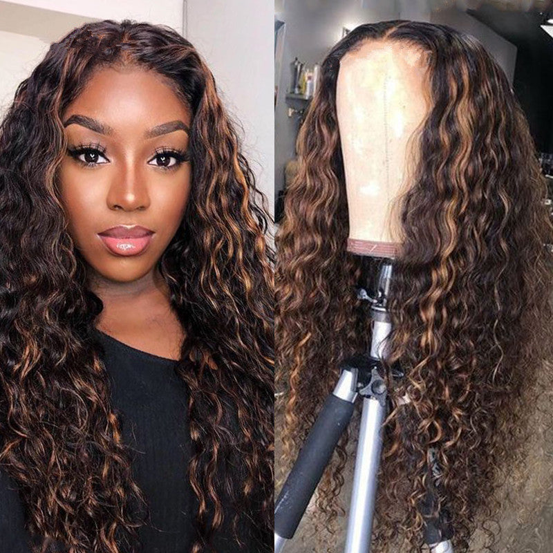 Women's African Small Curly Wig Wig Mixed Color Long Curly Hair