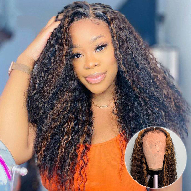 Women's African Small Curly Wig Wig Mixed Color Long Curly Hair