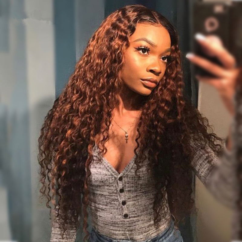 Women's African Small Curly Wig Wig Mixed Color Long Curly Hair