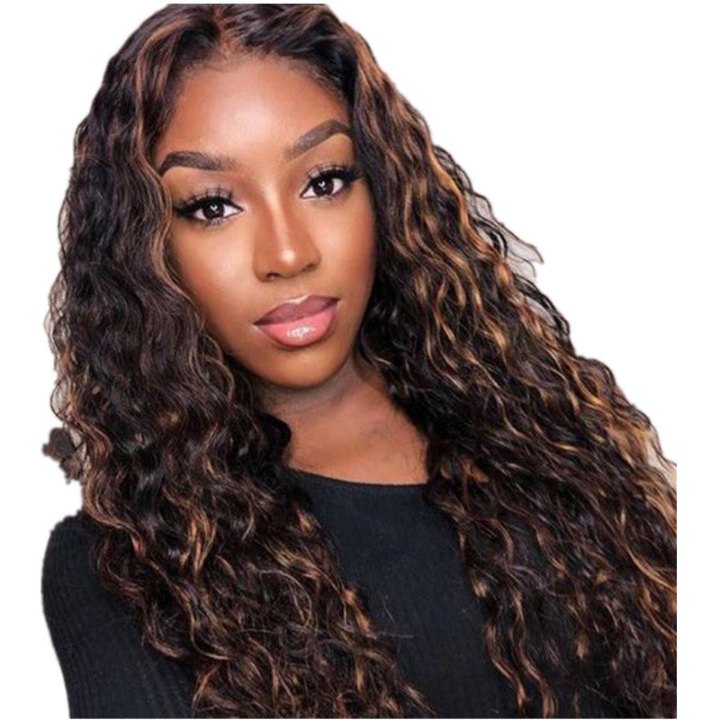 Women's African Small Curly Wig Wig Mixed Color Long Curly Hair