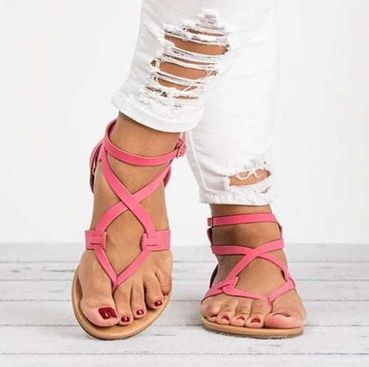 Lace-up Flip Flops Flat Sandals