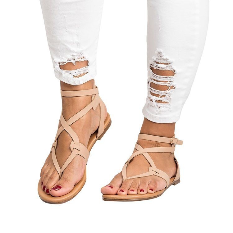 Lace-up Flip Flops Flat Sandals