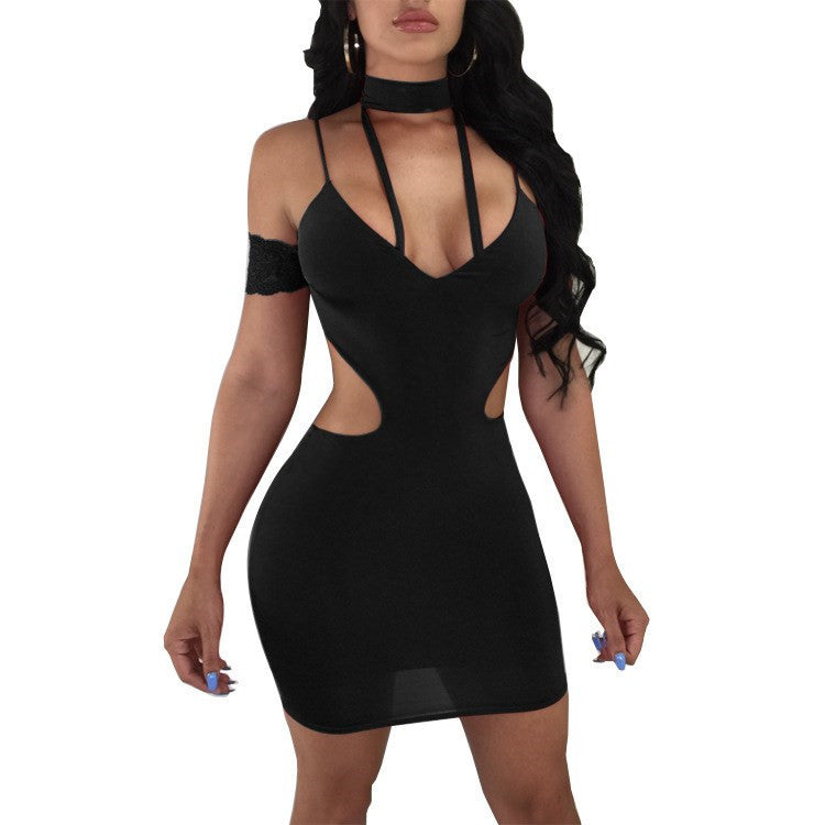 Ladies Lace Suspender Sexy Lace-up Dress Nightclub Skirt