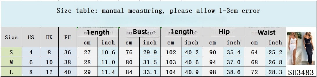 Summer Sexy Irregular Slit Sheath Dress Hot Tube Top Two-piece Set