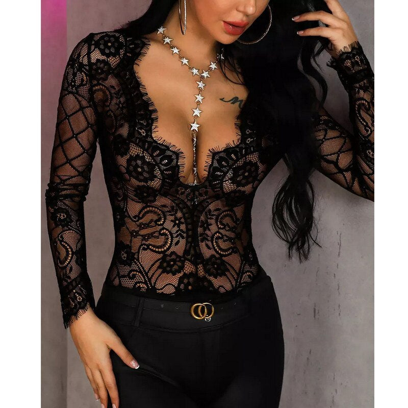 European and American sexy women see through long sleeves