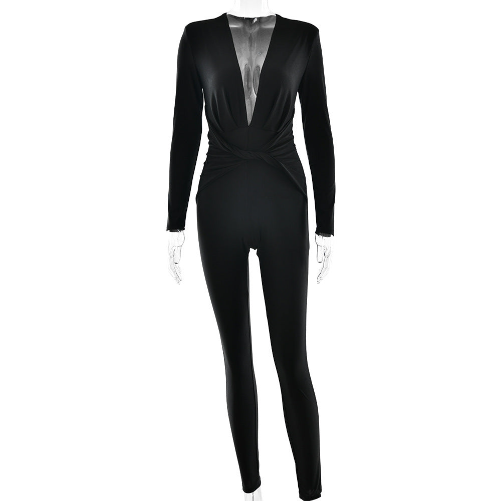 Sexy Deep V-neck Jumpsuit For Women