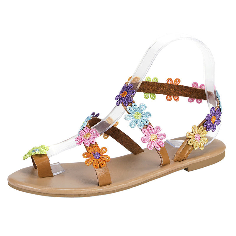 Women's Fashion Flat Toe Ring Color-matching Sandals