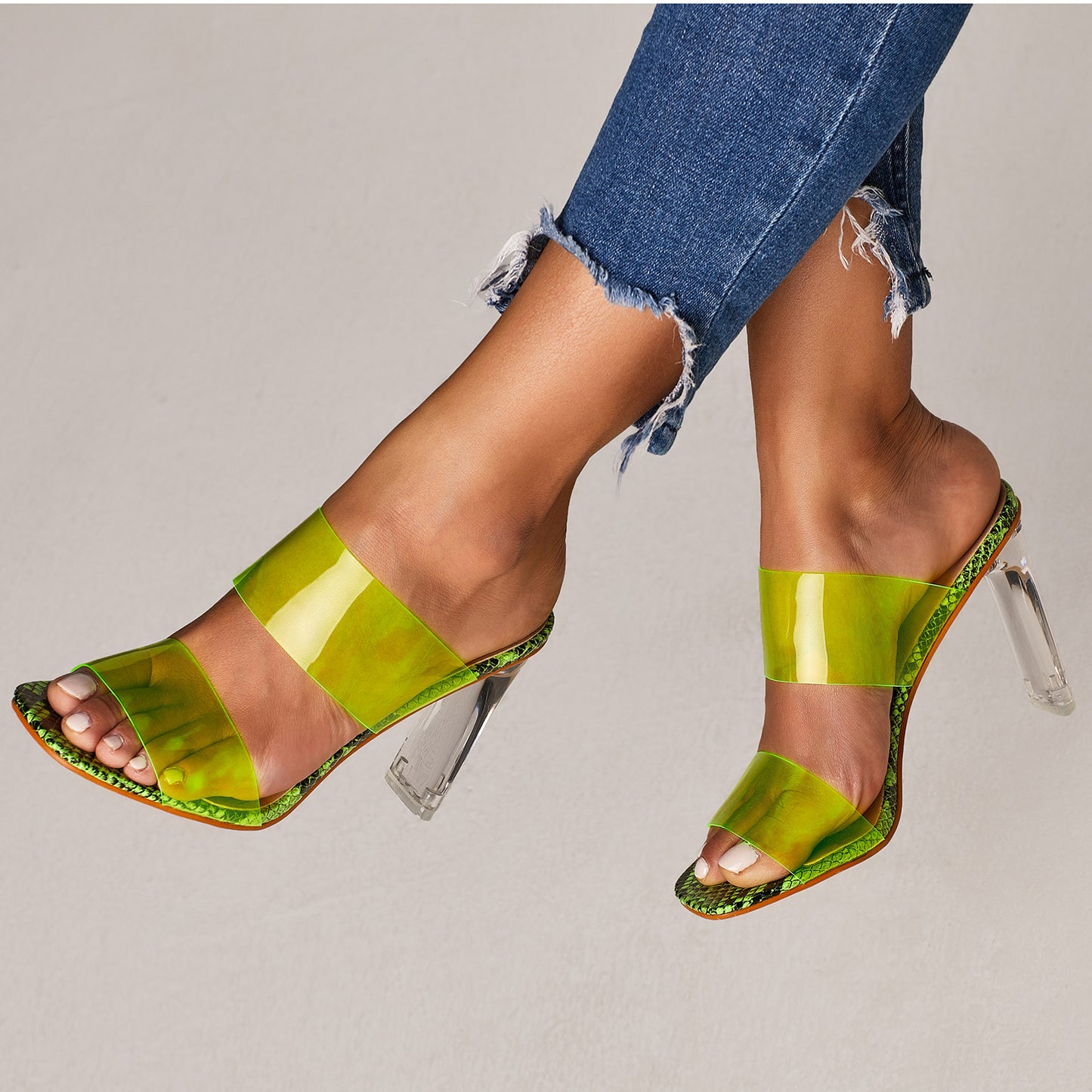 Women's crystal heel sandals