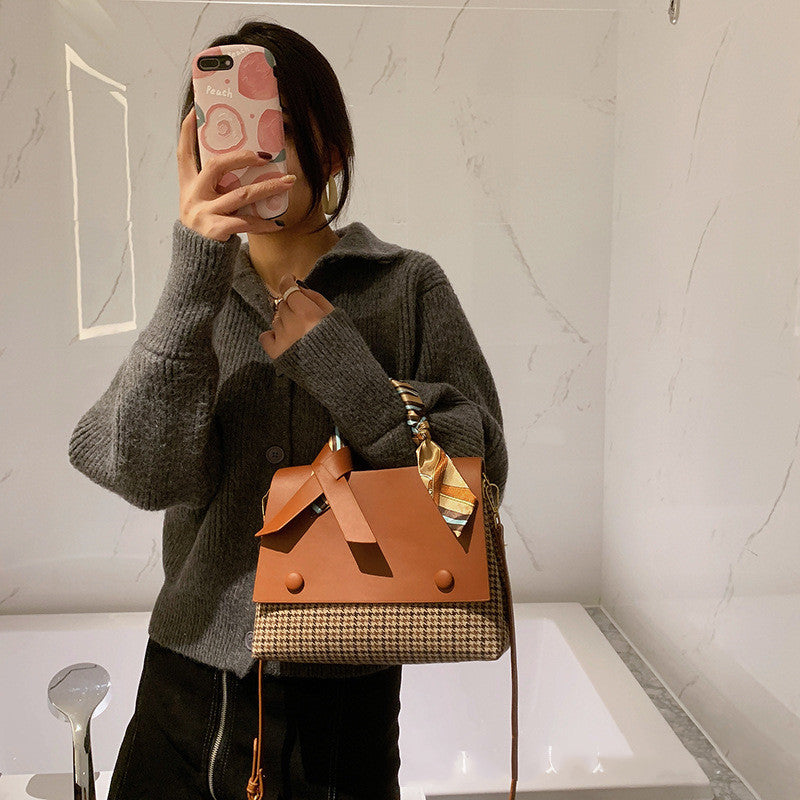 Fashion grid bag shoulder messenger bag