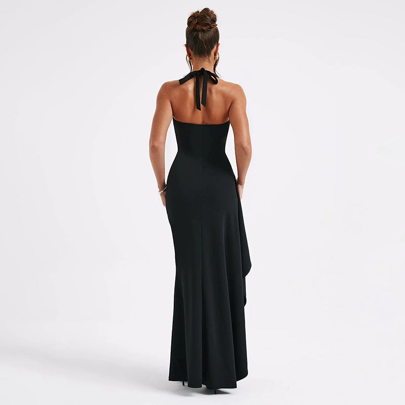 Dress Fashion Halter V-neck Strap Split Dress