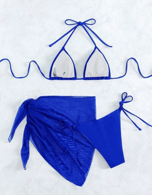 Bikini Swimsuit New Sexy Rhinestone Gauze Skirt Three-piece Suit Split
