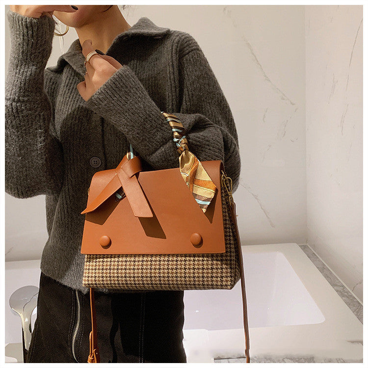 Fashion grid bag shoulder messenger bag