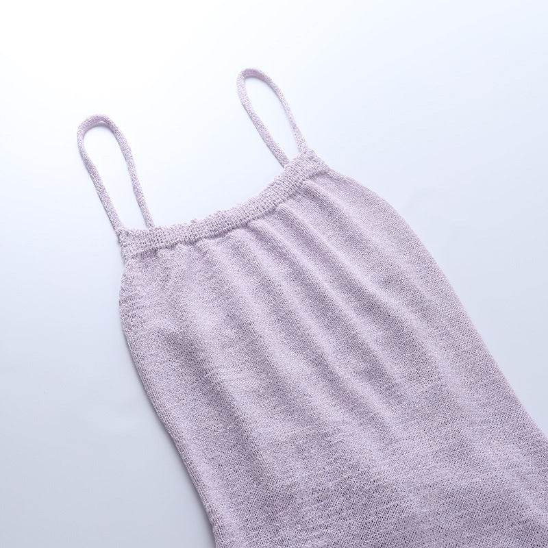 Large Halter Strap Long Wool Skirt