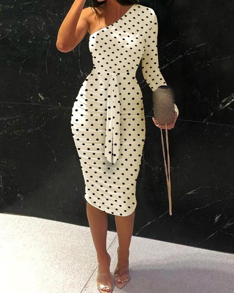 Women's Fashion Strapless Mid-Waist Printed Wrapped Chest Blue Sling Dress