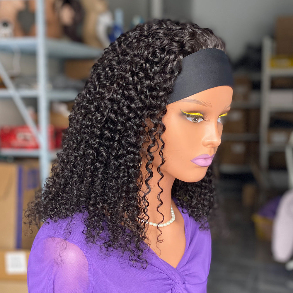 Curly Headband wig Human Hair Wigs