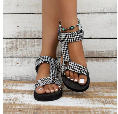 New Thin Bottom National Style Velcro Beach Sandals