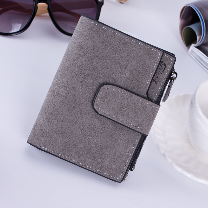Matte Leather Zipper Wallet Coin Purse