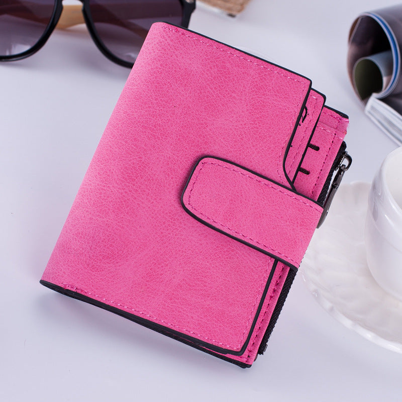 Matte Leather Zipper Wallet Coin Purse