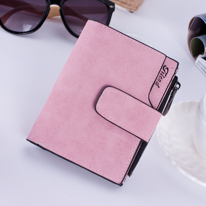 Matte Leather Zipper Wallet Coin Purse