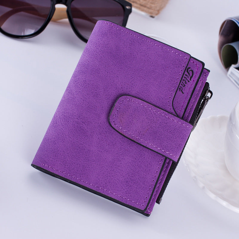Matte Leather Zipper Wallet Coin Purse