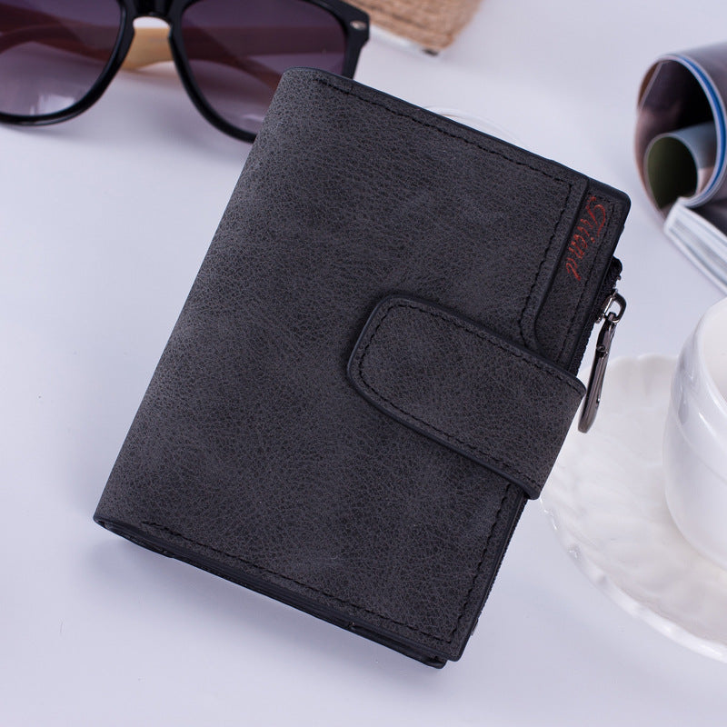 Matte Leather Zipper Wallet Coin Purse