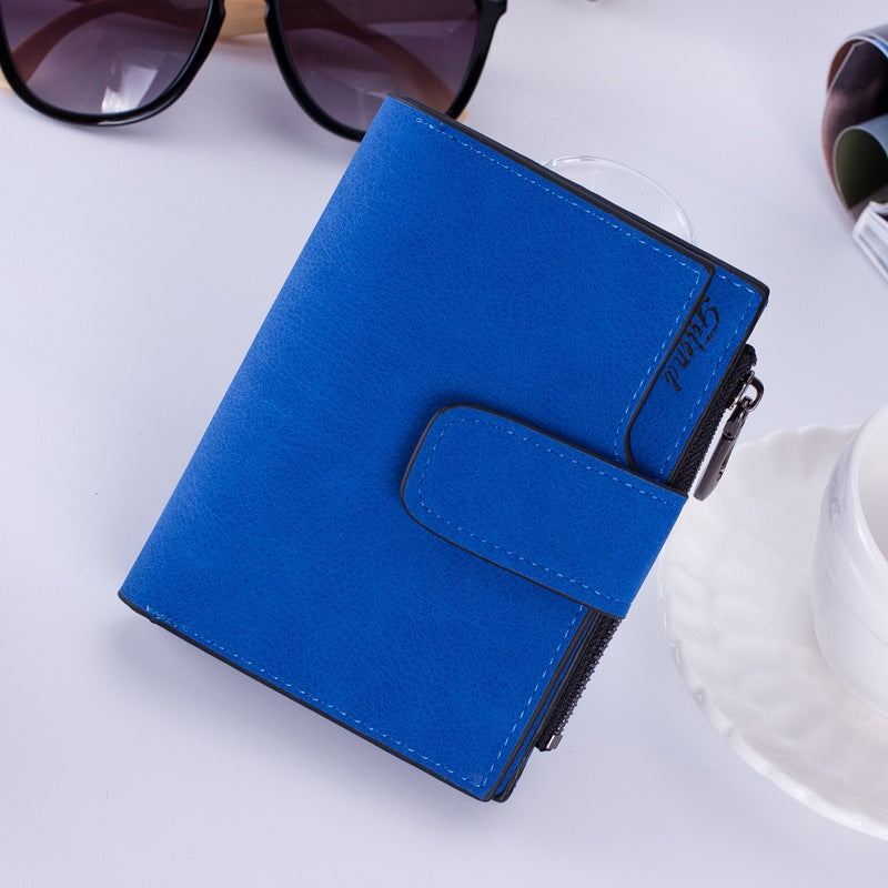 Matte Leather Zipper Wallet Coin Purse
