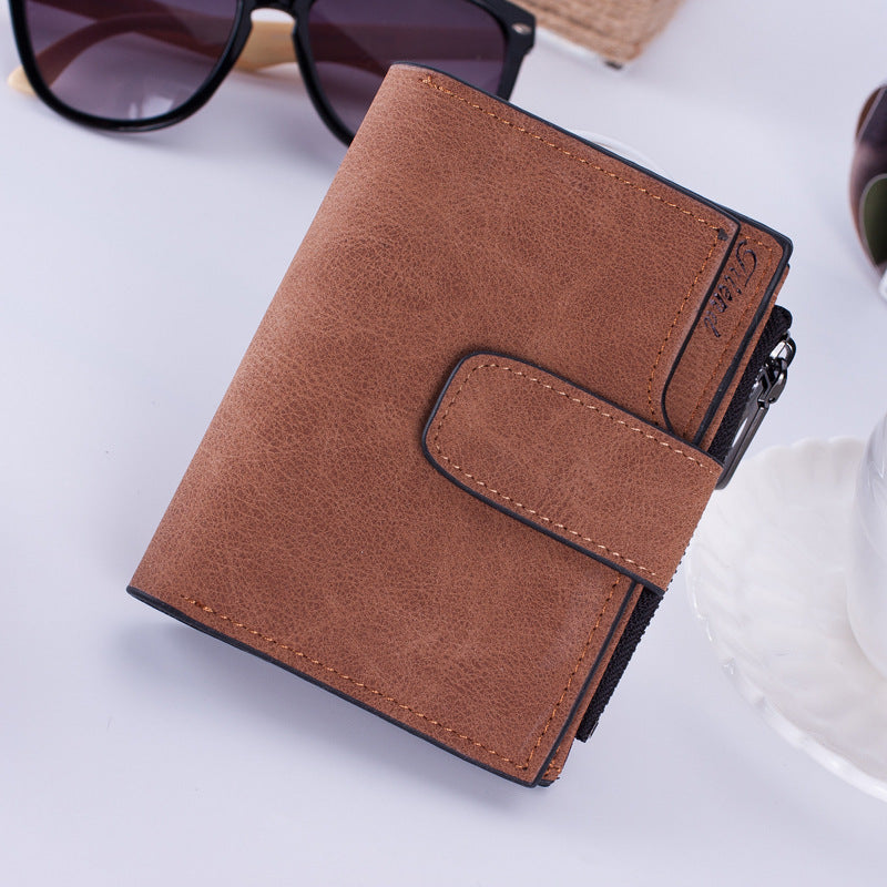 Matte Leather Zipper Wallet Coin Purse