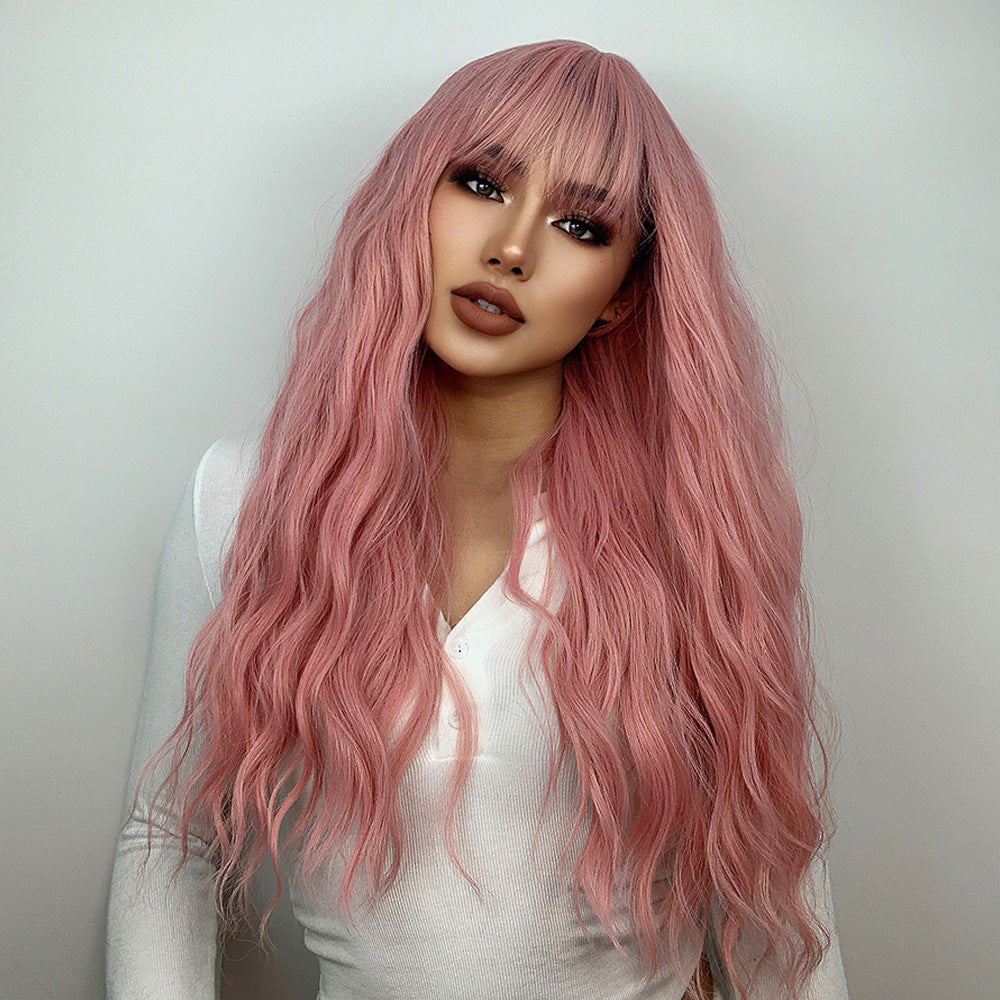 Long Curly Hair Wine Red Wig