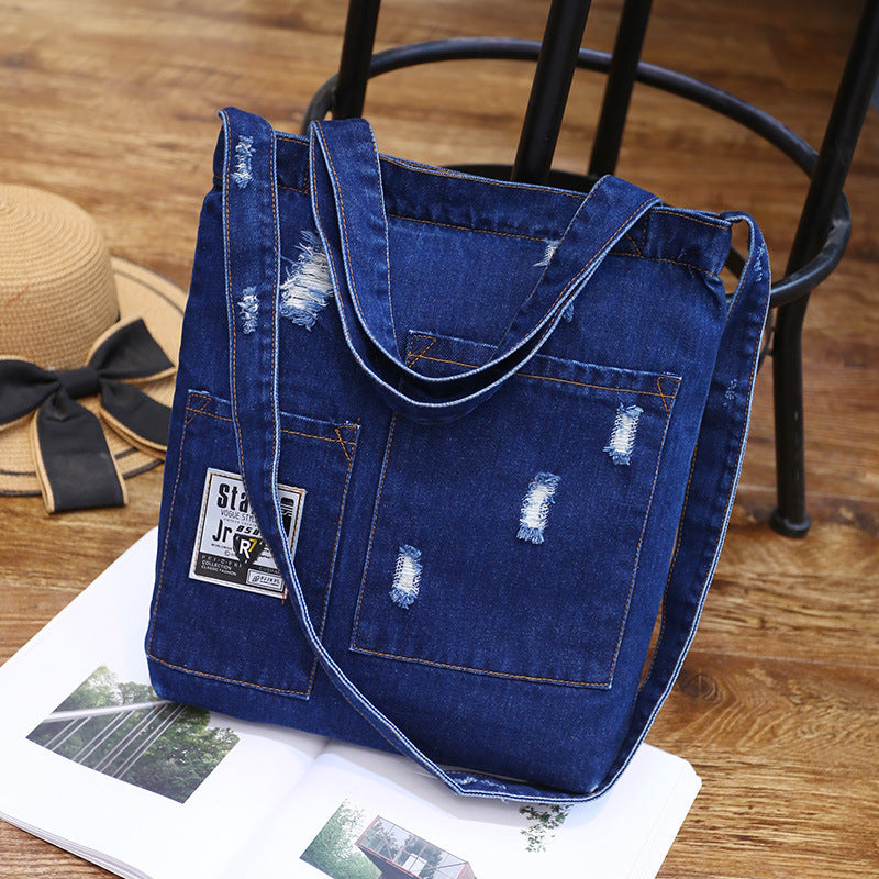 New fashion color denim cloth shoulder bags fashion simple dual-purpose Satchel