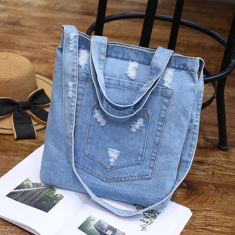 New fashion color denim cloth shoulder bags fashion simple dual-purpose Satchel