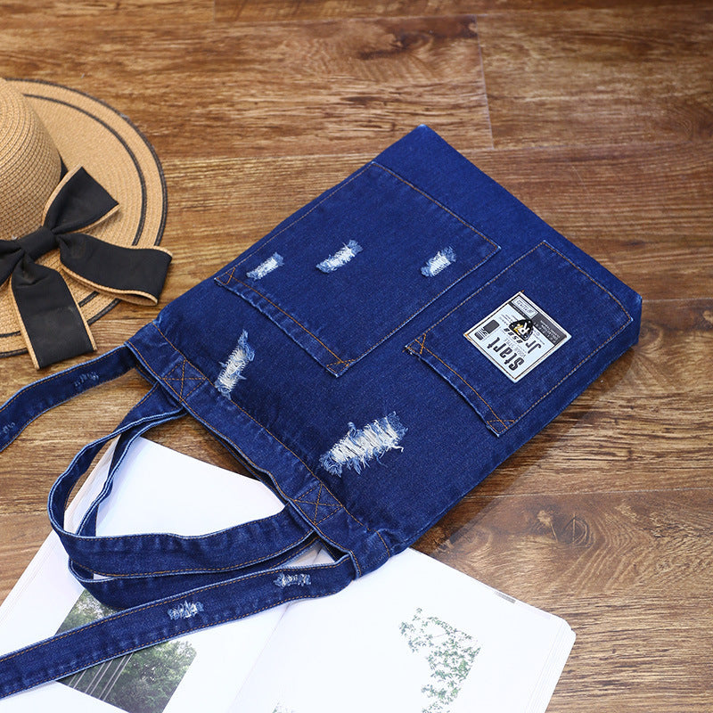 New fashion color denim cloth shoulder bags fashion simple dual-purpose Satchel