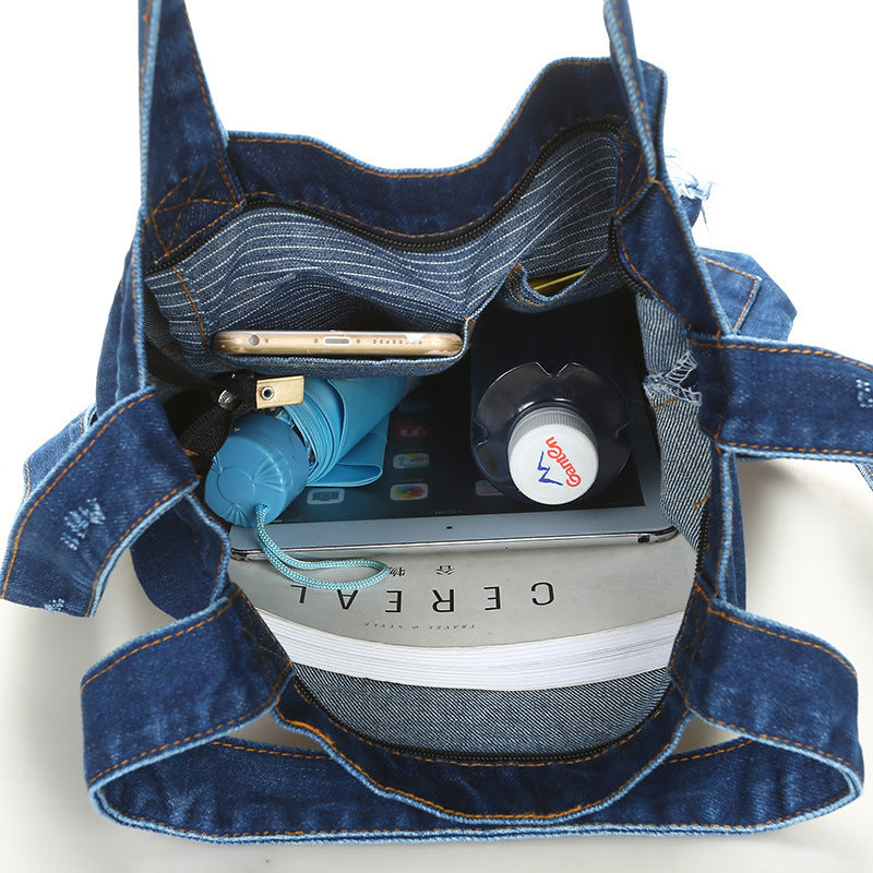 New fashion color denim cloth shoulder bags fashion simple dual-purpose Satchel
