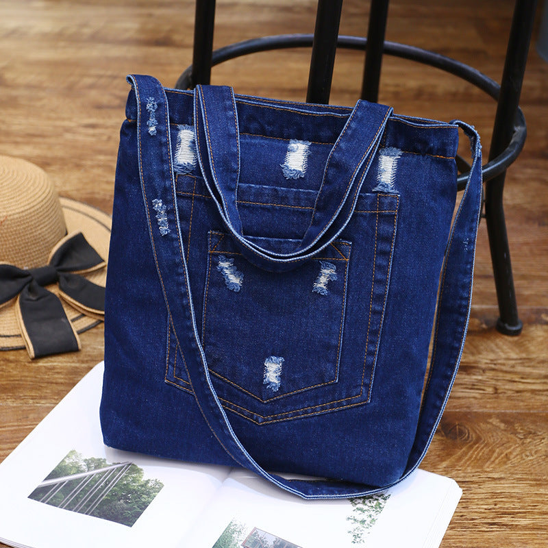 New fashion color denim cloth shoulder bags fashion simple dual-purpose Satchel