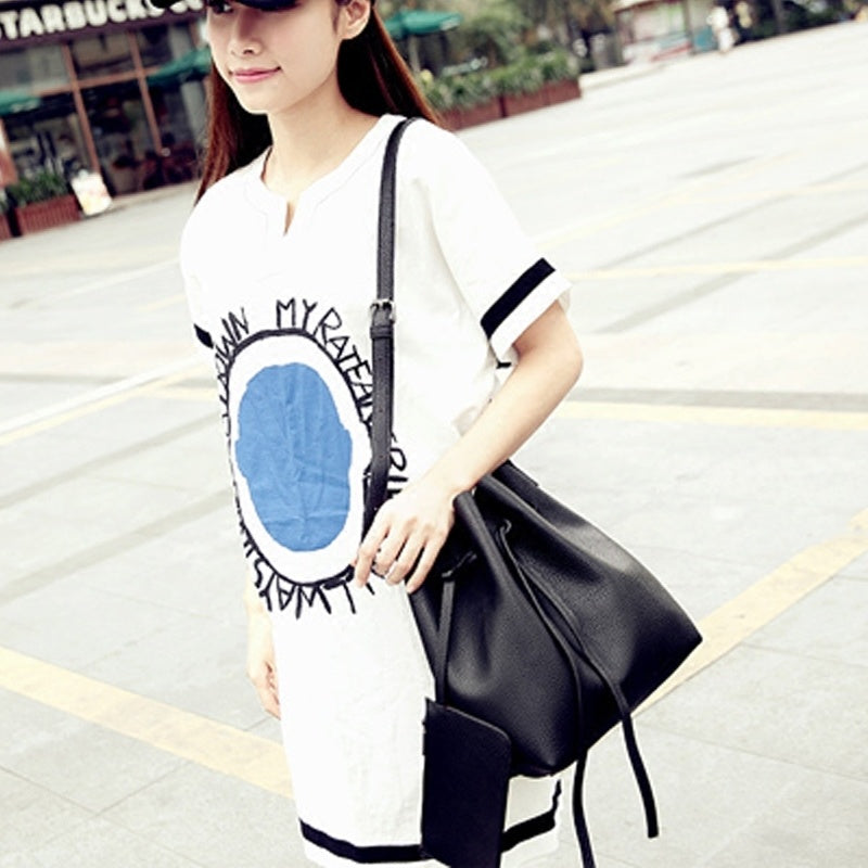 Women's diagonal pumping bucket bag