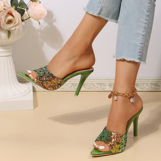 Sequin High Heels Sandals