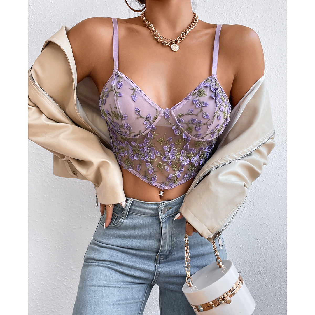 Girls Lace Embroidery Lingerie Vest Women