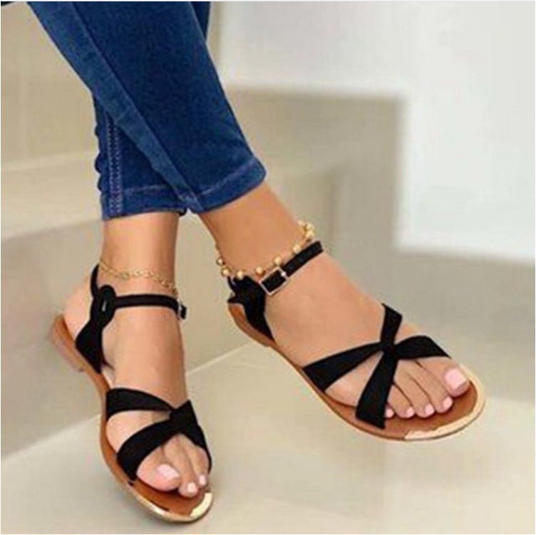 Flat Bottom 36-42 Toe Buckle Casual Sandals Women