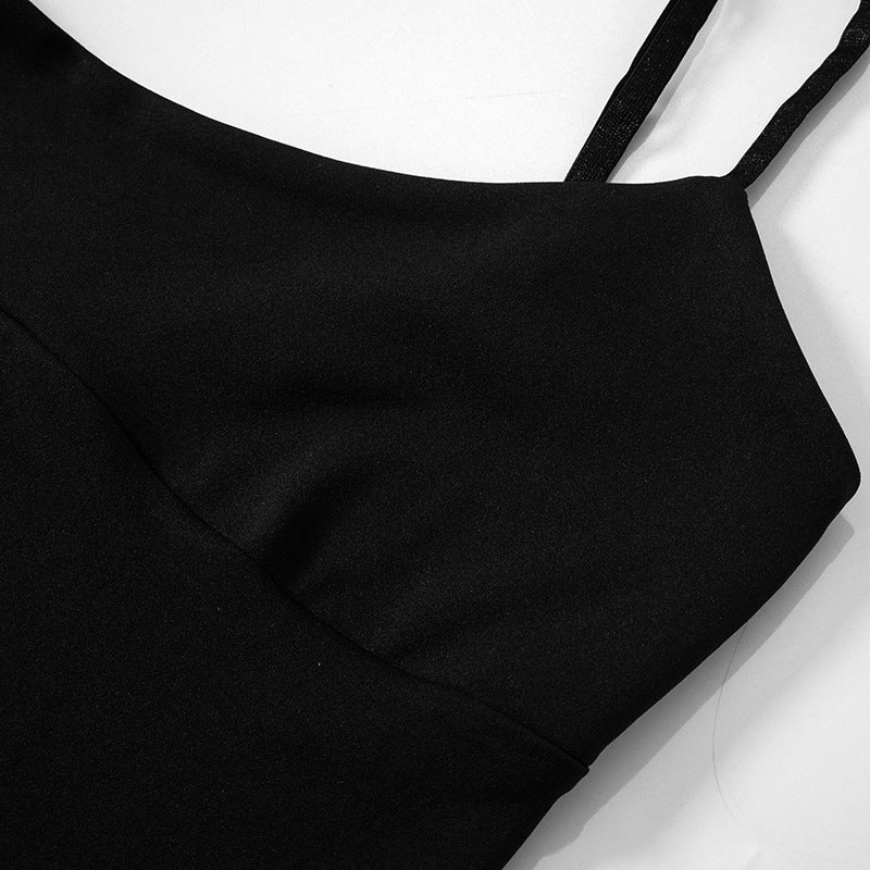 Strap Sleeveless High Waist Side Opening French Dress